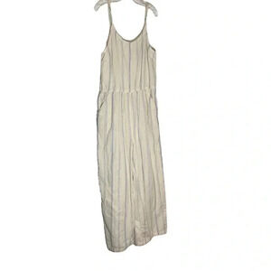 Garnet Hill White with Blue Stripe Organic Cotton Jumpsuit Size XL